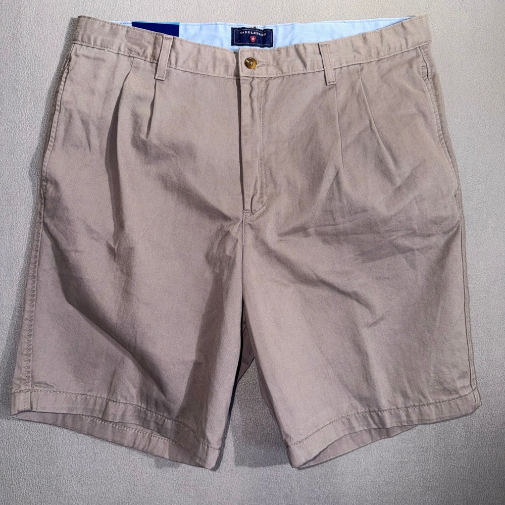 Saddlebred 36 Pleated Chimney Rock Grey Cotton Twill Chino Shorts Preppy Classic